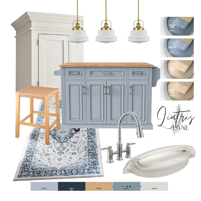 Home white kitchen decor blue island behr paint traditional design